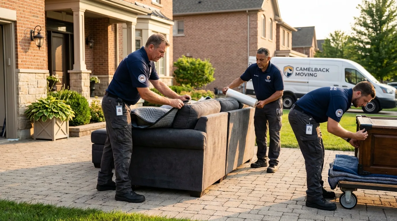 Large estate moving crew wrapping furniture in Weaver, AL