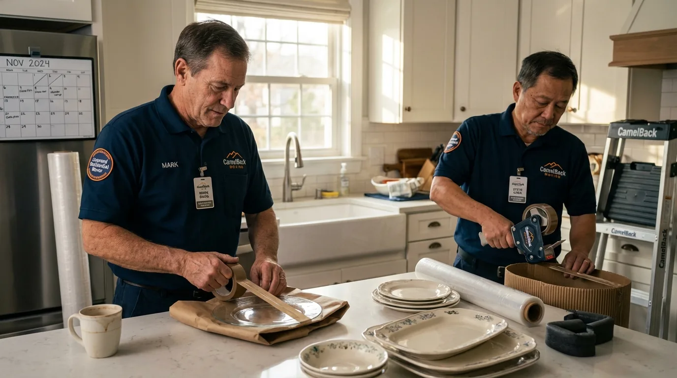 Professional crew packing kitchen dishware in Weaver, AL